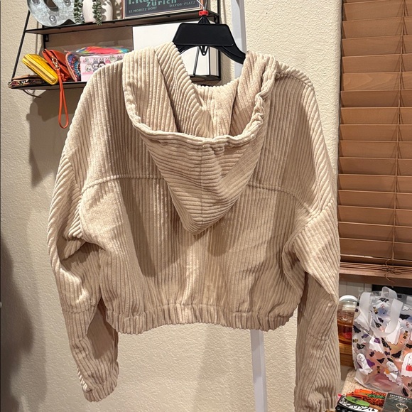 Corduroy Crop Bubble Sleeve Jacket Cream by HYFVE - Picture 6 of 7